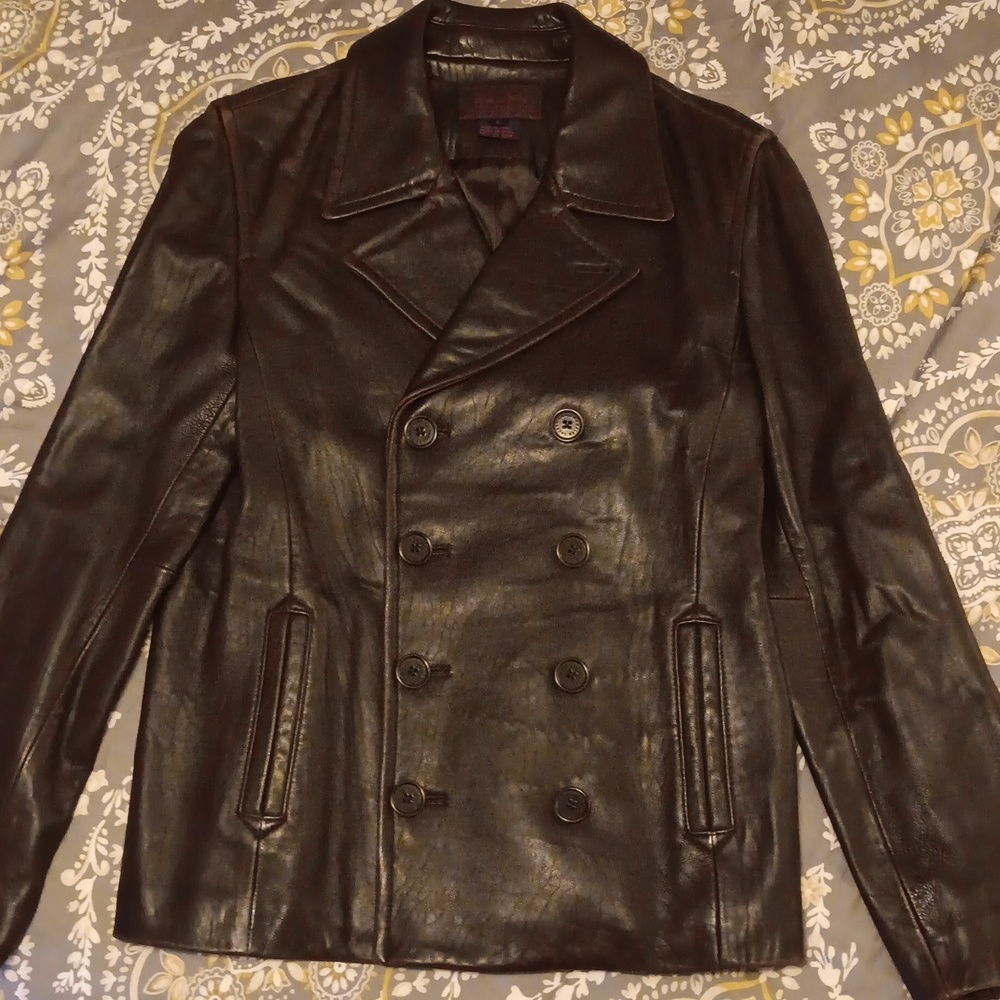 Polo Ralph Lauren Lambskin Leather Pea Coat size Large